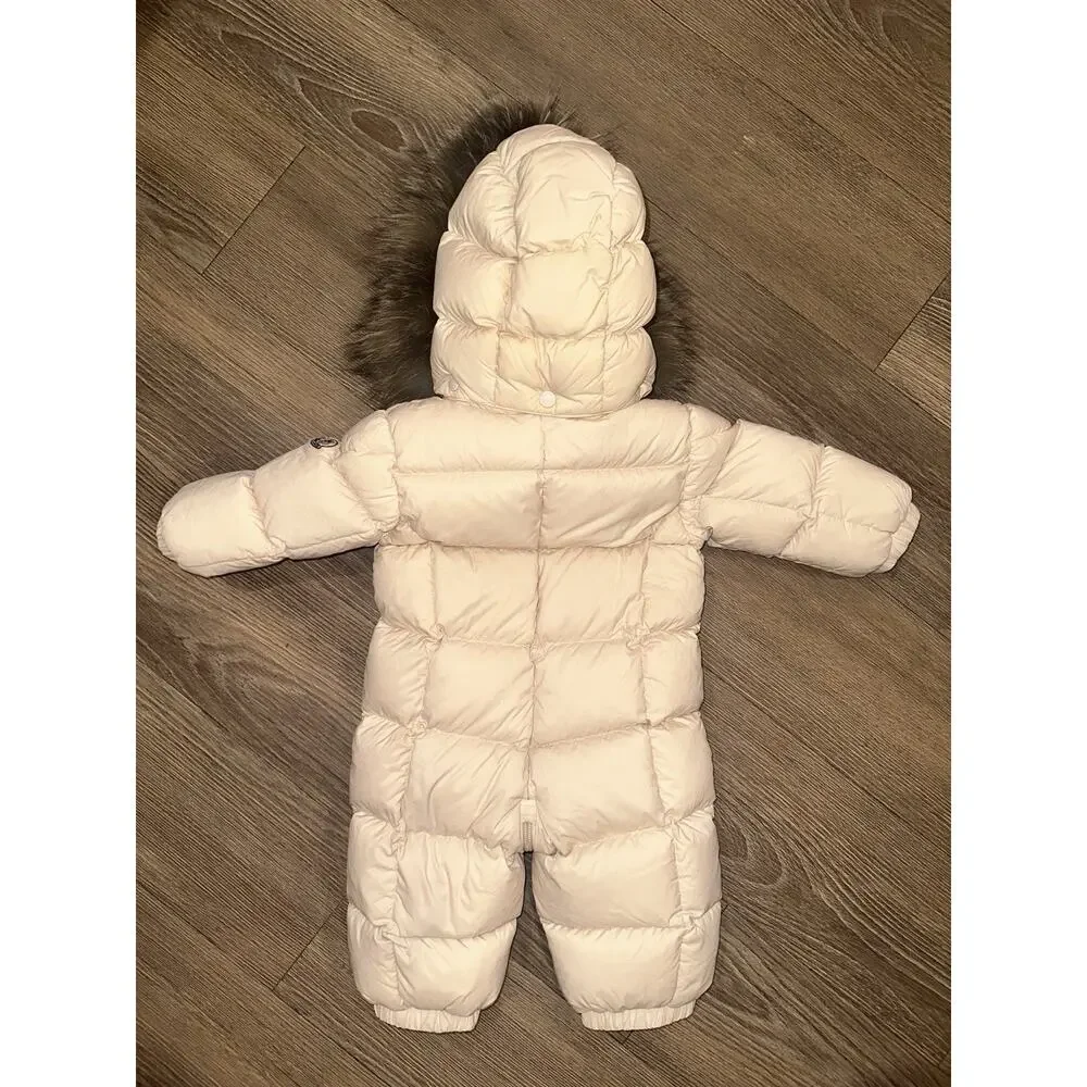 Moncler Enfant pale pink With Fur Hood baby/infant snowsuit Girls Size 6-9M